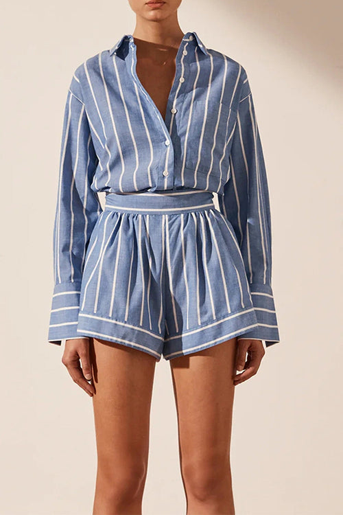 Hadley | Women's Striped Shirt & Shorts Set