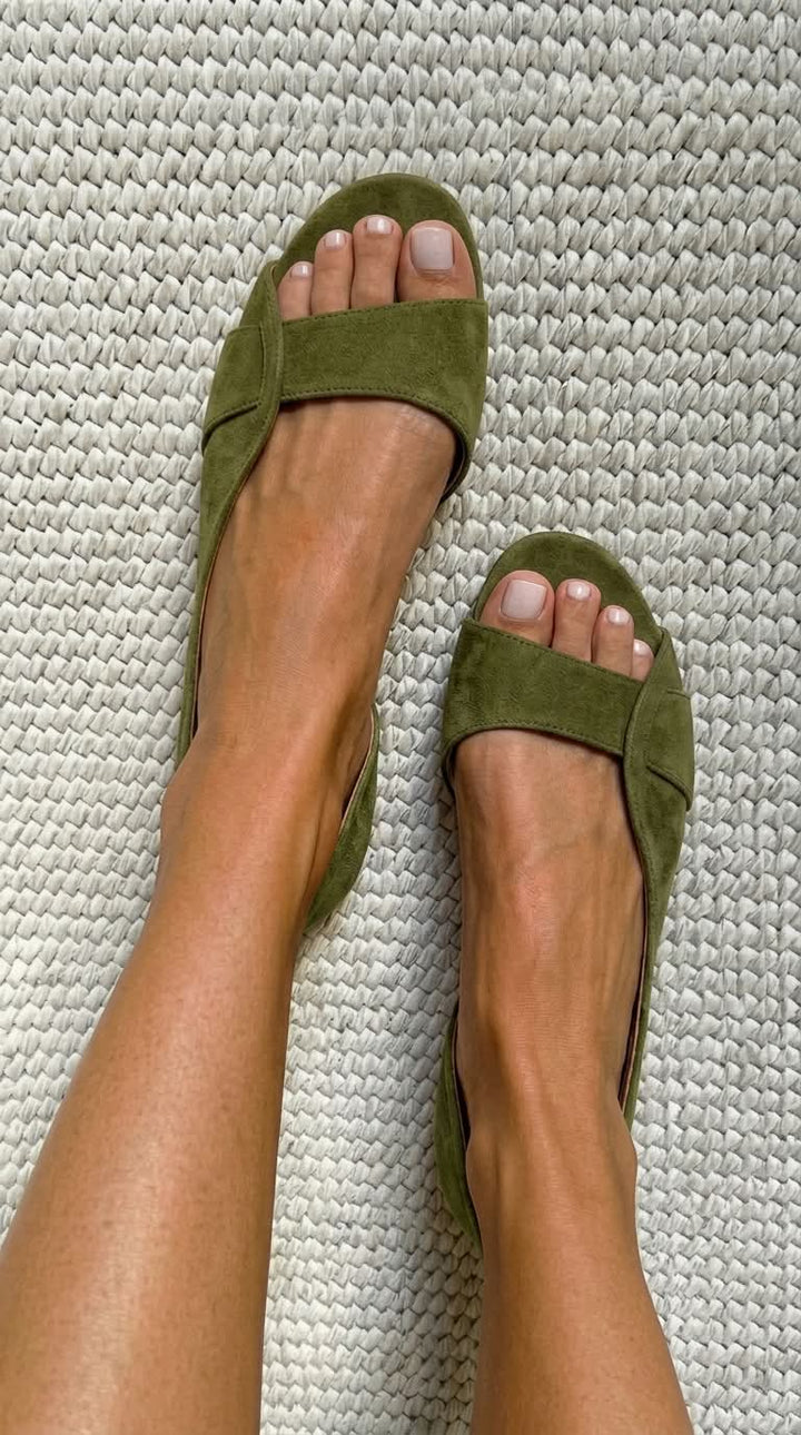 Raegan | Suede Slingback Flat Sandals