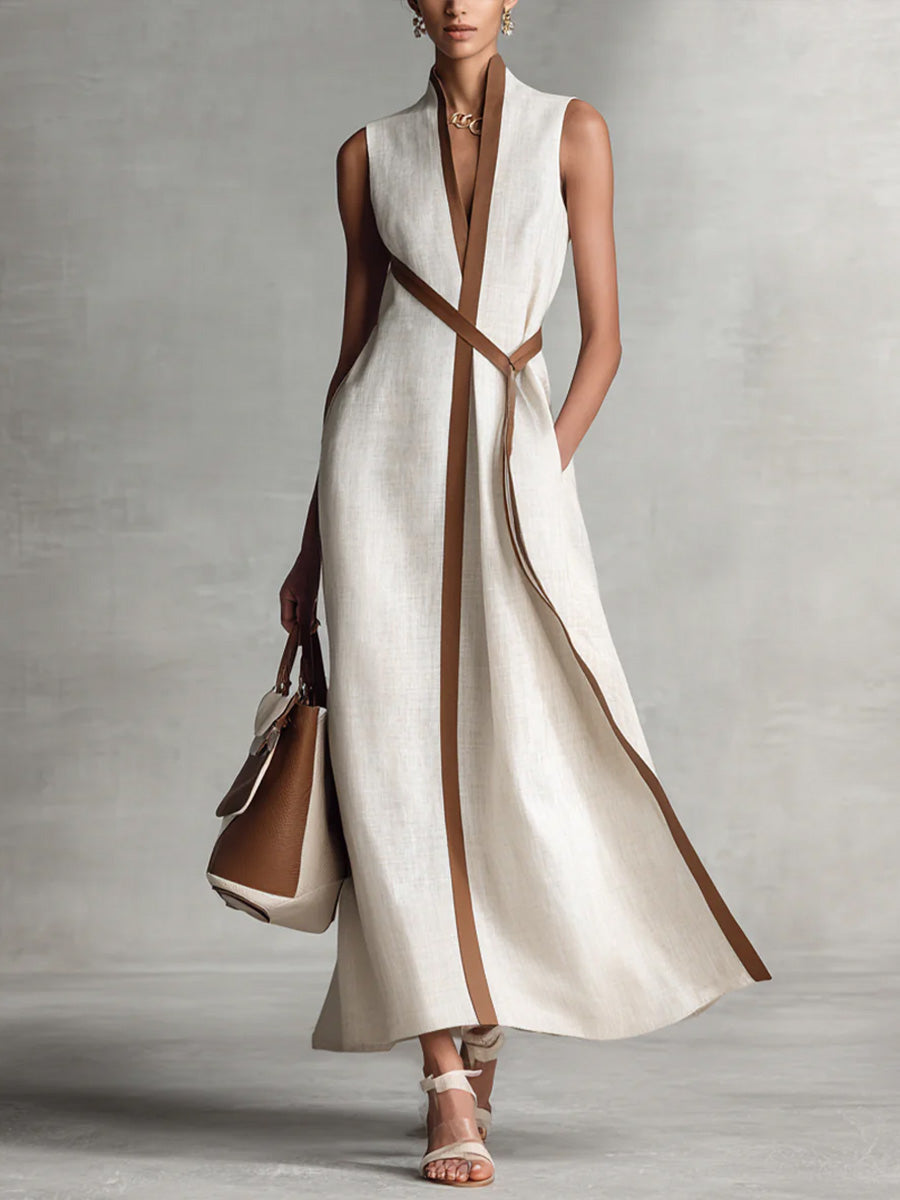 Ivy | Contrast Trim Sleeveless Maxi Dress