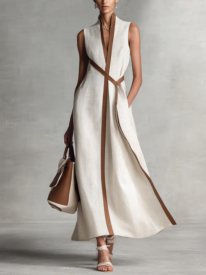 Ivy | Contrast Trim Sleeveless Maxi Dress