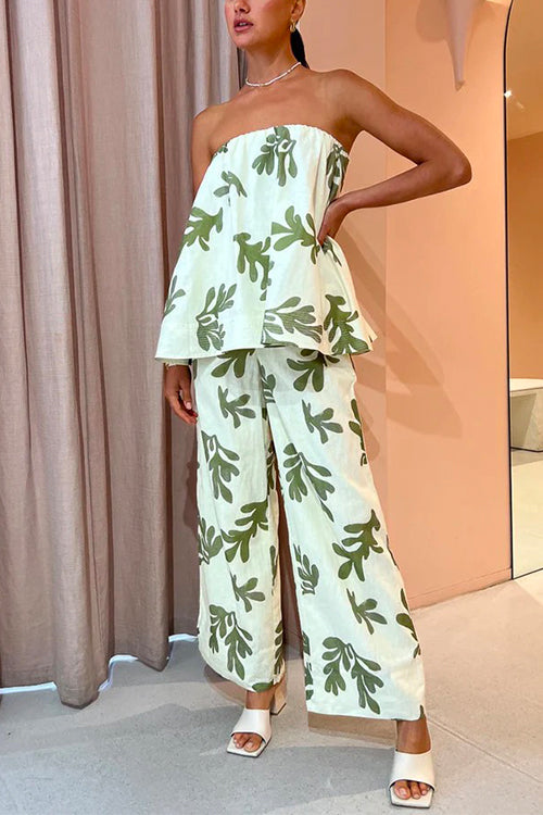 Callaway | Women's Printed Strapless Top & Wide-Leg Pant Set