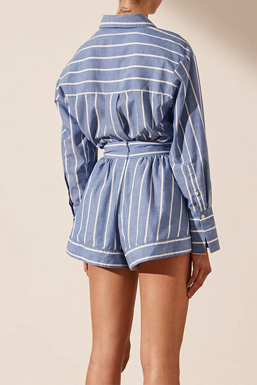 Hadley | Women's Striped Shirt & Shorts Set