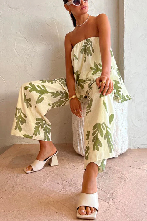 Callaway | Women's Printed Strapless Top & Wide-Leg Pant Set