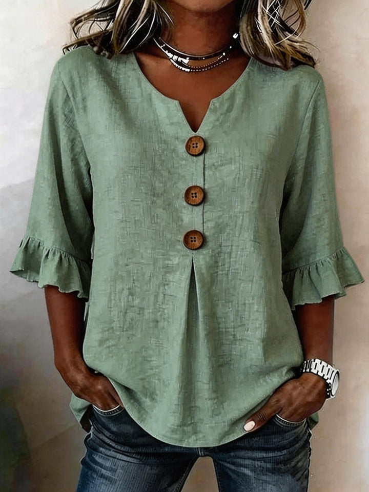 Stefania | Blouse with Buttons & Ruffles