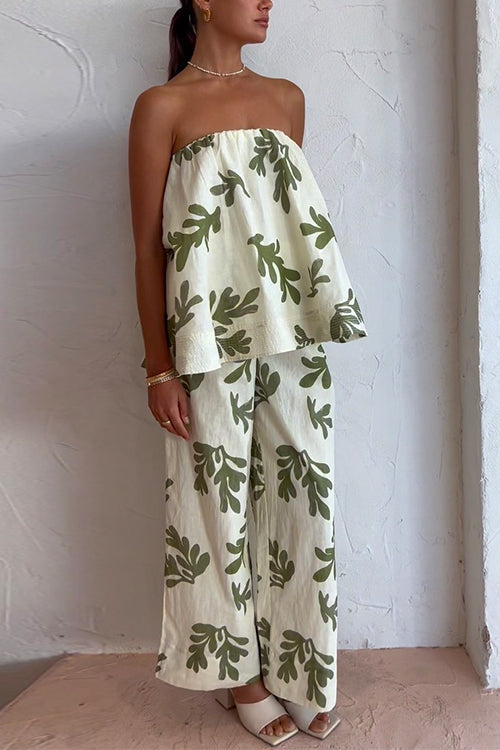Callaway | Women's Printed Strapless Top & Wide-Leg Pant Set