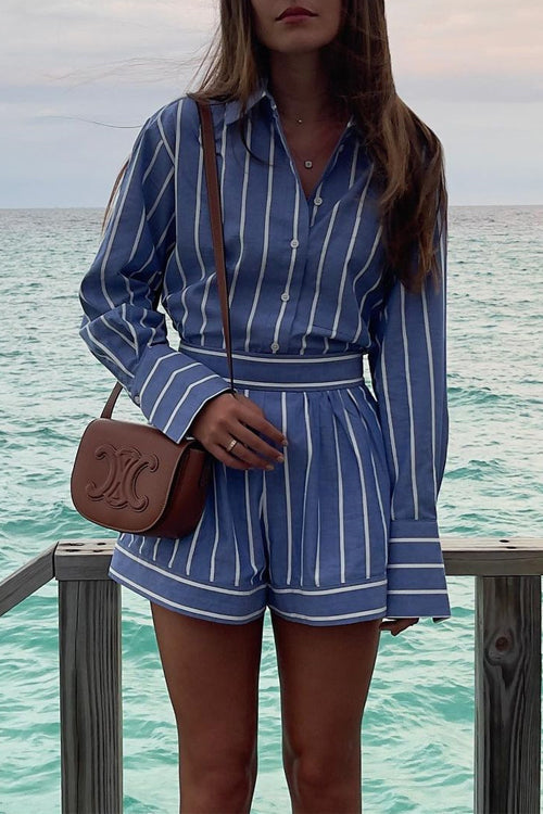 Hadley | Women's Striped Shirt & Shorts Set