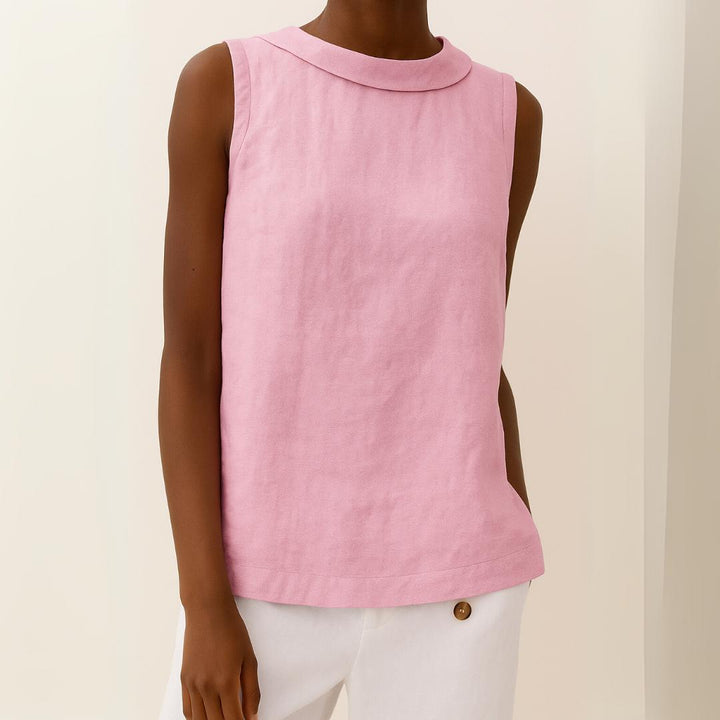 Maria | Sleeveless Roll Collar Top