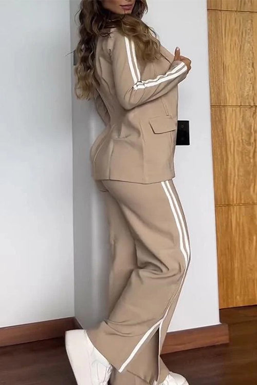 Mila | Women's Cropped Zip Hoodie & Side-Stripe Wide-Leg Track Set