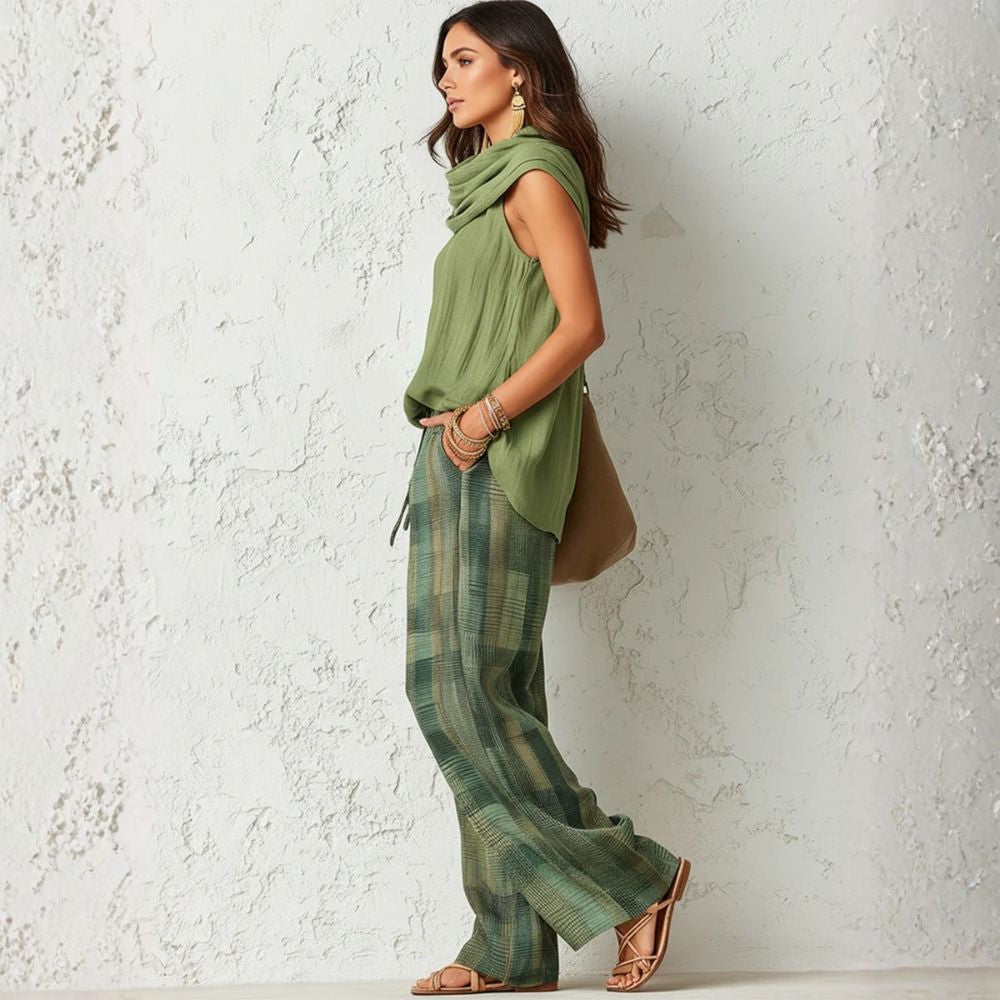 Miriam | Cowl Neck Linen Two-Piece Set