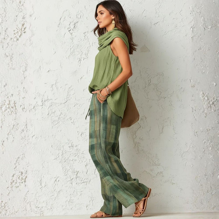 Miriam | Cowl Neck Linen Two-Piece Set