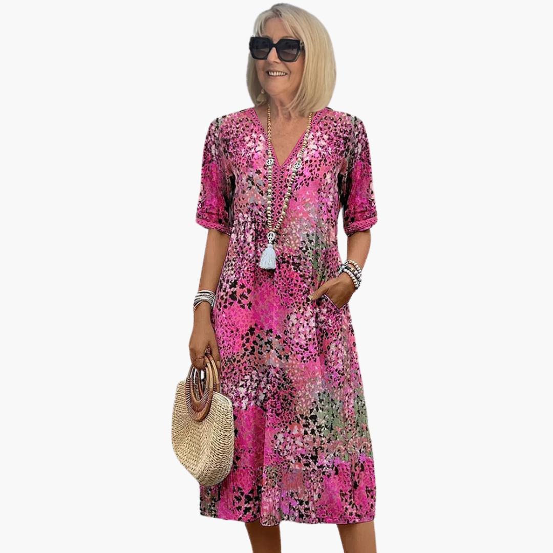 Nicole | Women’s Midi Dress with V-Neck and Floral Print