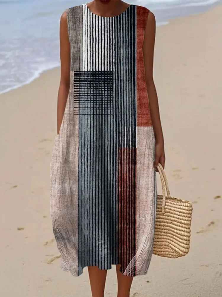 Rosenda | Summer Dress with Abstract Geometric Print