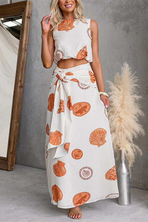 Larkin | Women's Printed Crop Top & Maxi Skirt Set