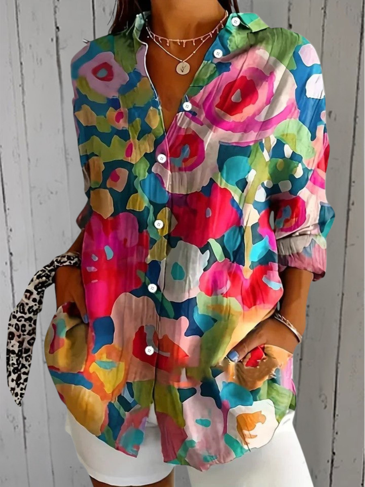 Peyton | Expressive Floral Button-Up Blouse