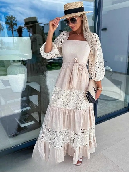 Edith | Tiered Eyelet Midi Dress