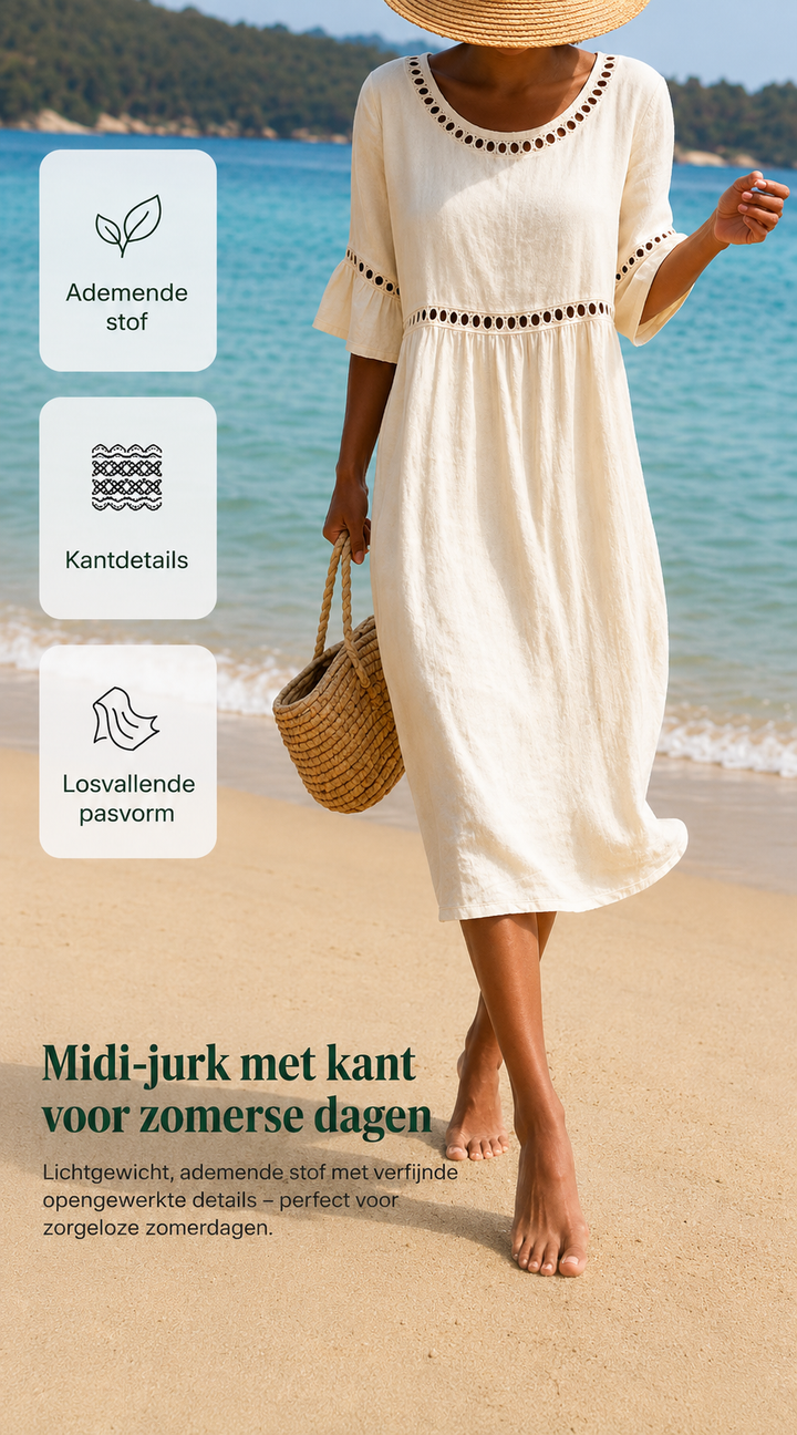 Oriana | Crochet Trim Midi Dress