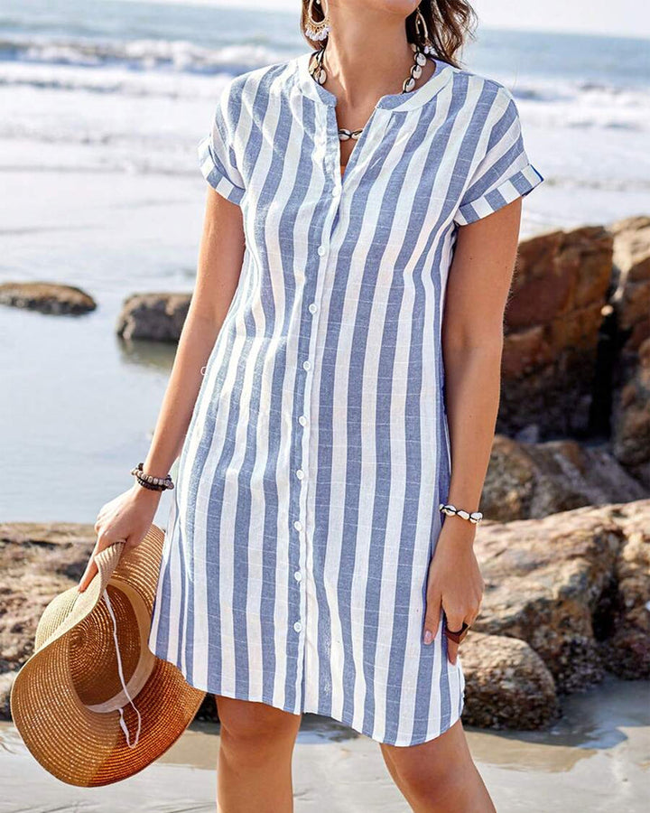 Mercy | Striped Button-Front Midi Dress