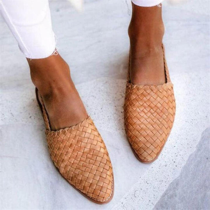 Ruby | Elegant Woven Vegan Leather Ballerinas