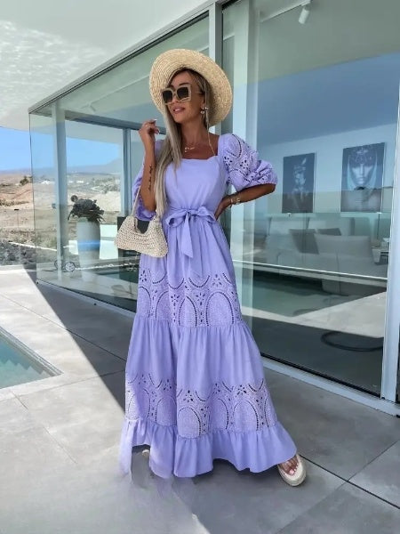 Edith | Tiered Eyelet Midi Dress