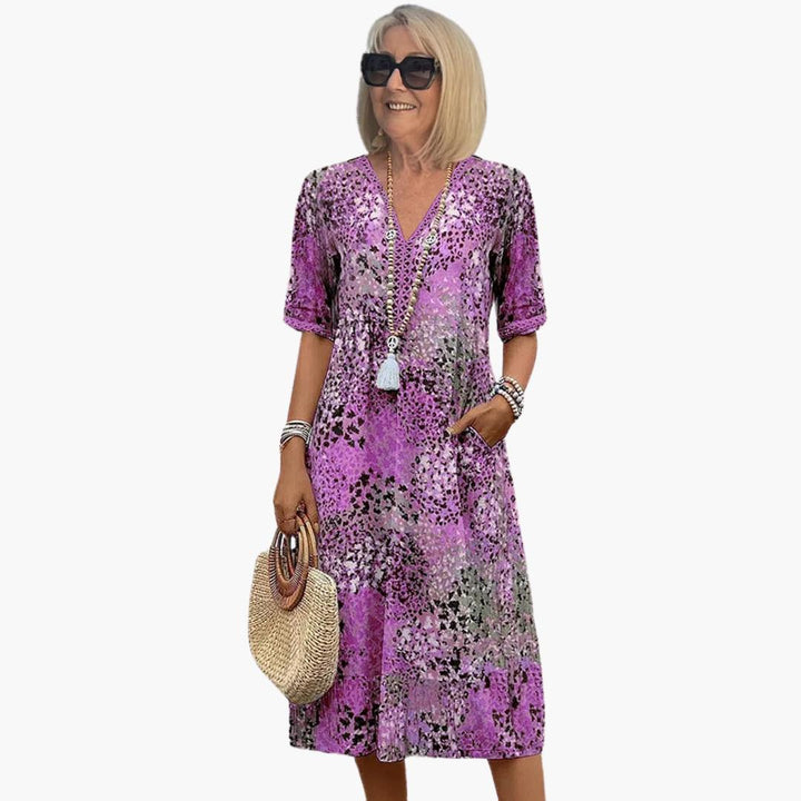 Nicole | Women’s Midi Dress with V-Neck and Floral Print