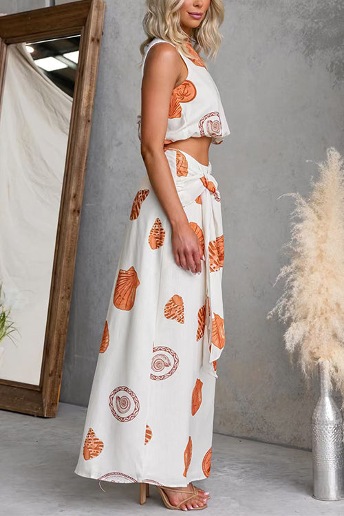 Larkin | Women's Printed Crop Top & Maxi Skirt Set