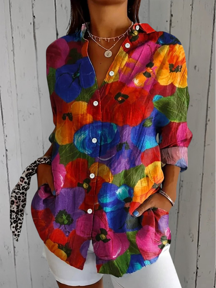 Peyton | Expressive Floral Button-Up Blouse