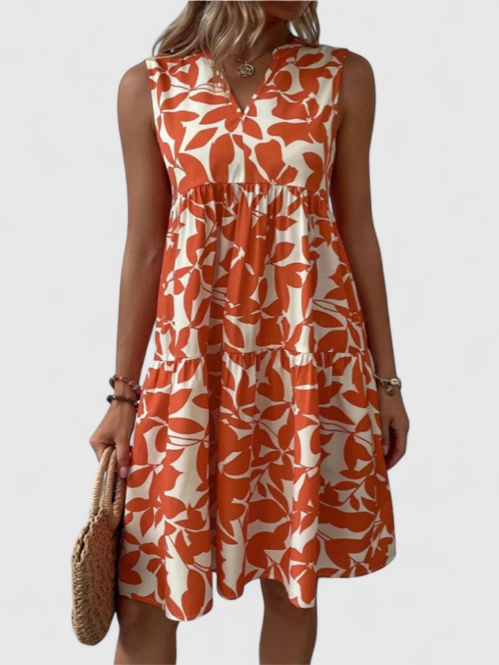 Adeline | Women's Sleeveless Printed A-Line Swing Dress
