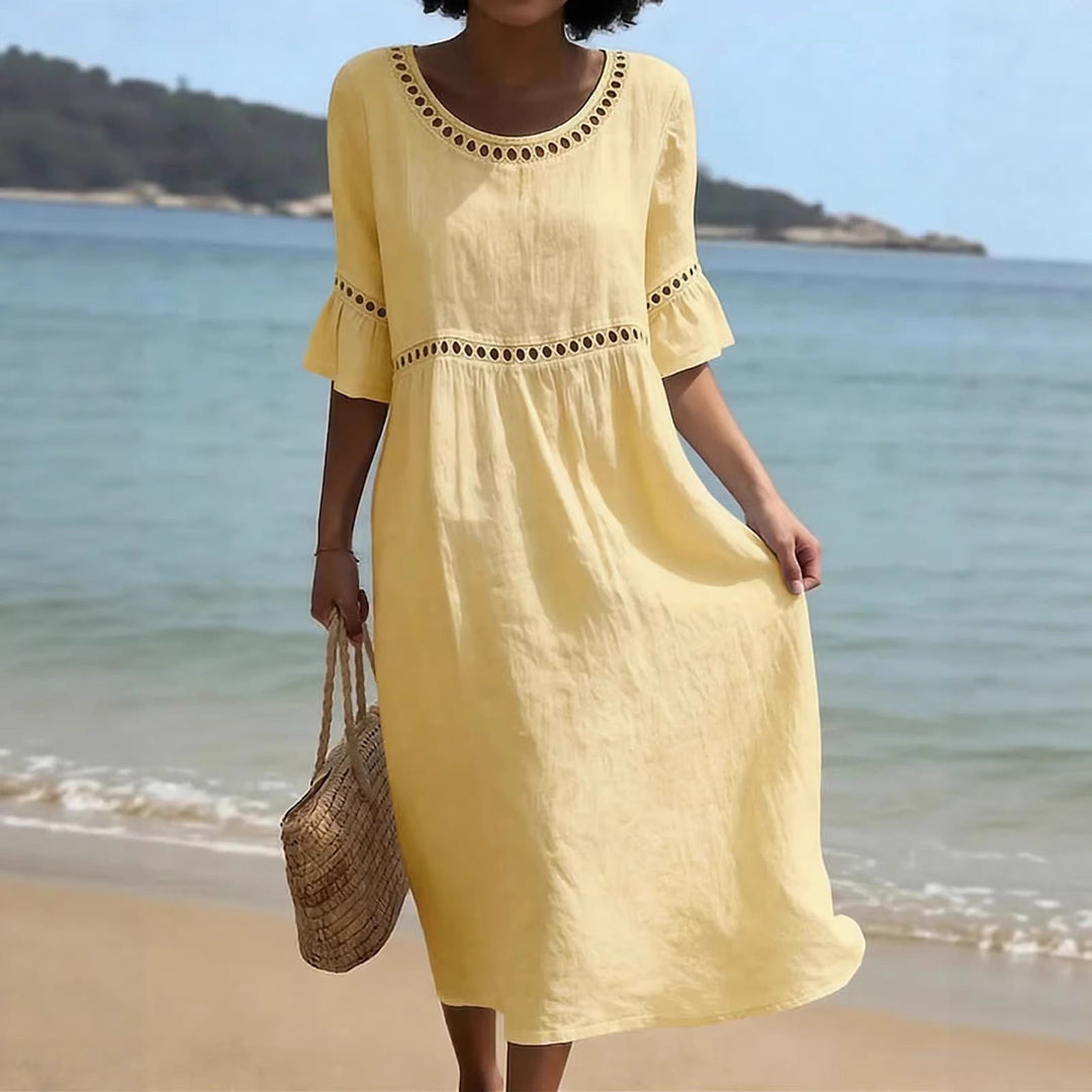 Oriana | Crochet Trim Midi Dress