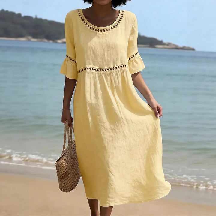 Oriana | Crochet Trim Midi Dress