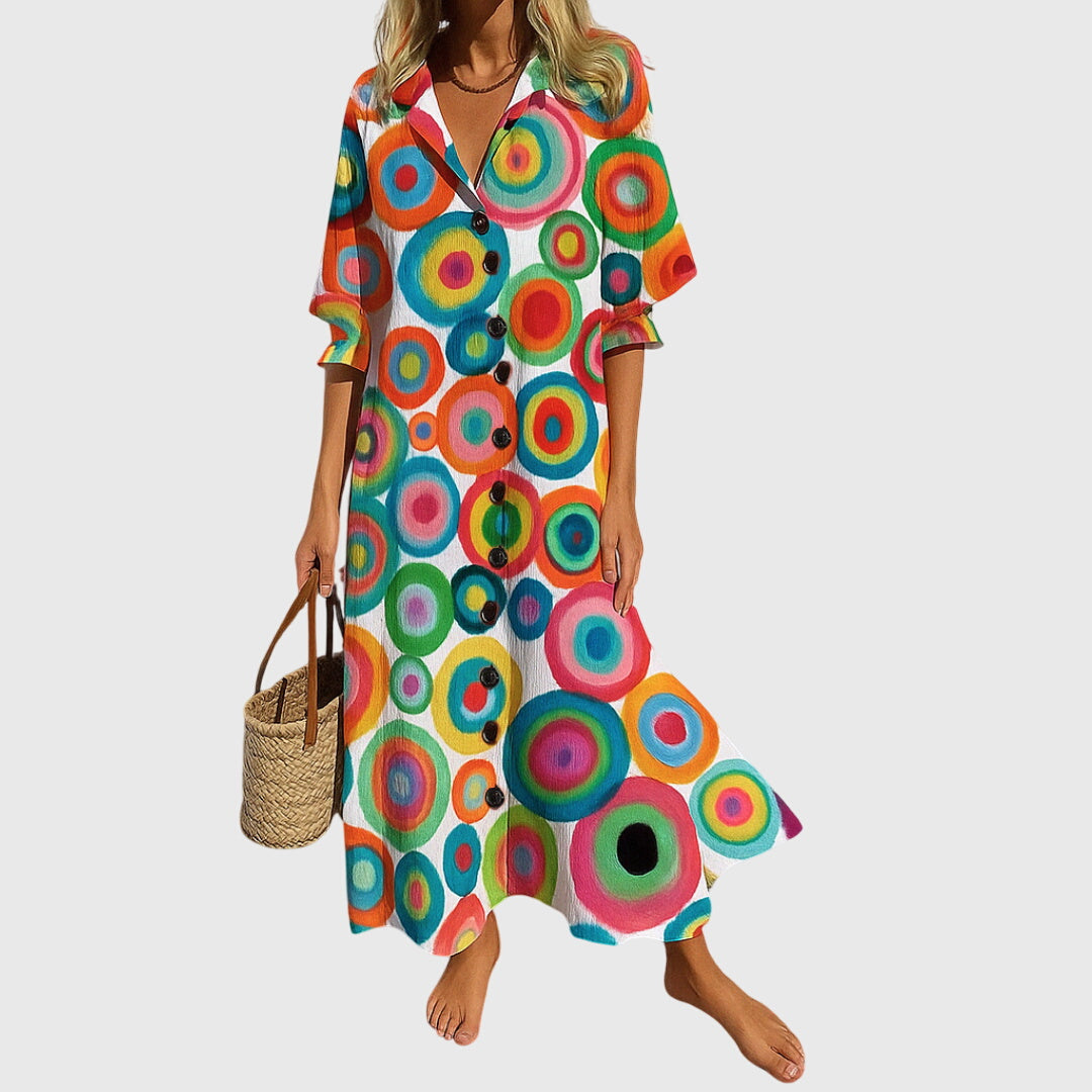 Isabella | Women's Printed Button-Front Maxi Dress