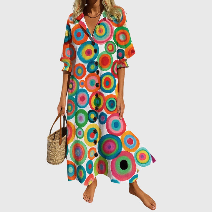 Isabella | Women's Printed Button-Front Maxi Dress