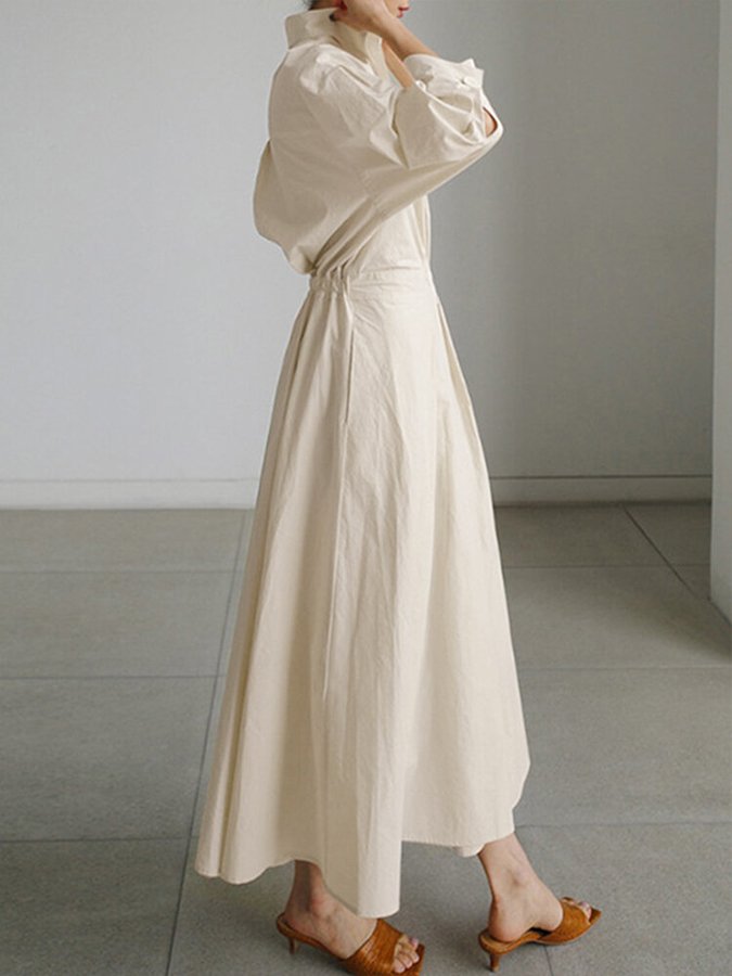 Brynn | Elegant Polo Collar A-Line Maxi Dress