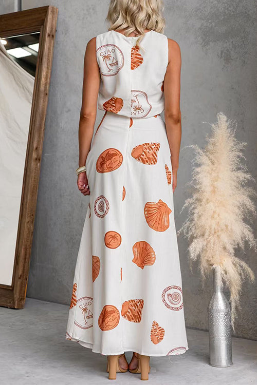Larkin | Women's Printed Crop Top & Maxi Skirt Set