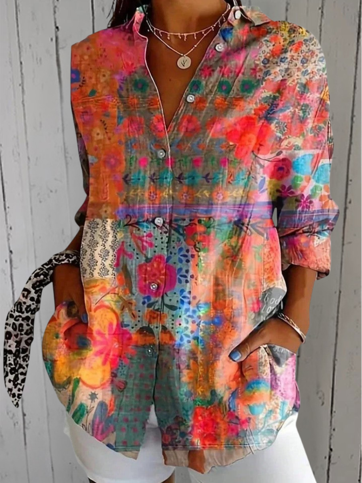 Peyton | Expressive Floral Button-Up Blouse