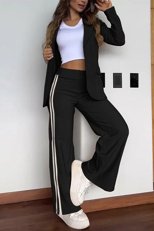 Mila | Women's Cropped Zip Hoodie & Side-Stripe Wide-Leg Track Set