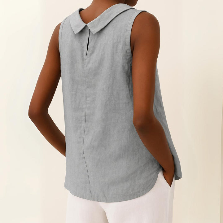 Maria | Sleeveless Roll Collar Top