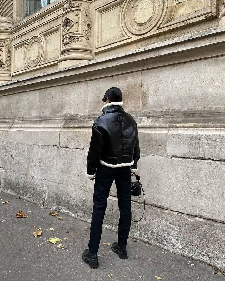 Elise | Women's Faux Shearling Moto Jacket