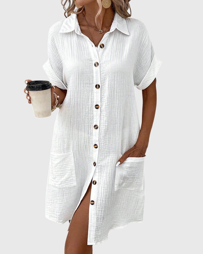 Camille | Women's Button-Down Shirt Dress with Pockets