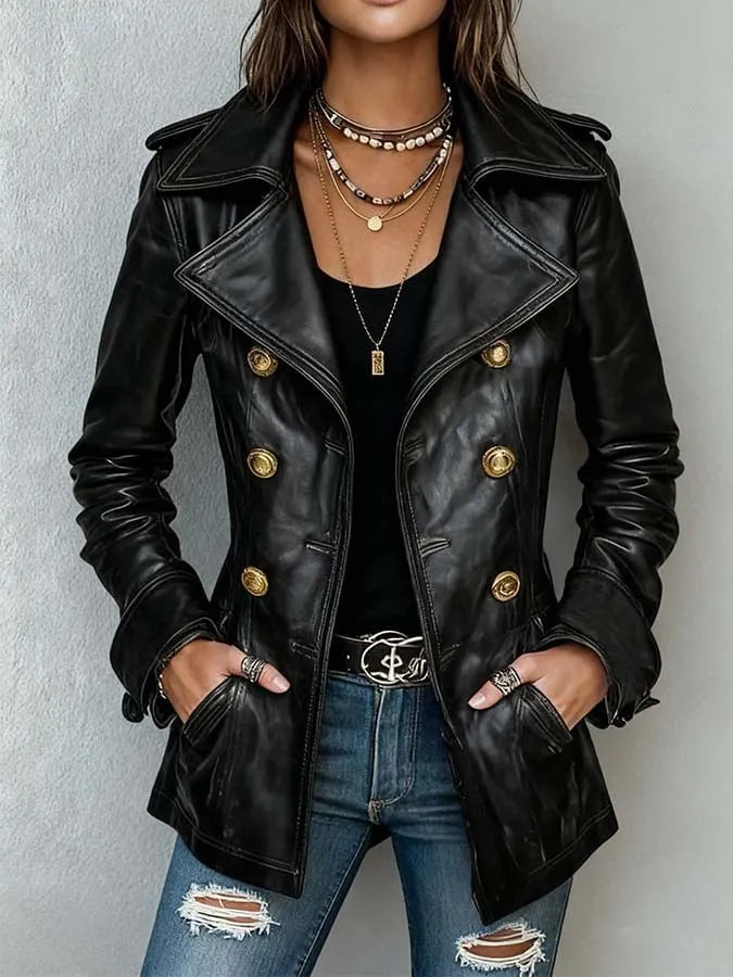 Vivienne | Women's Longline Leather Blazer