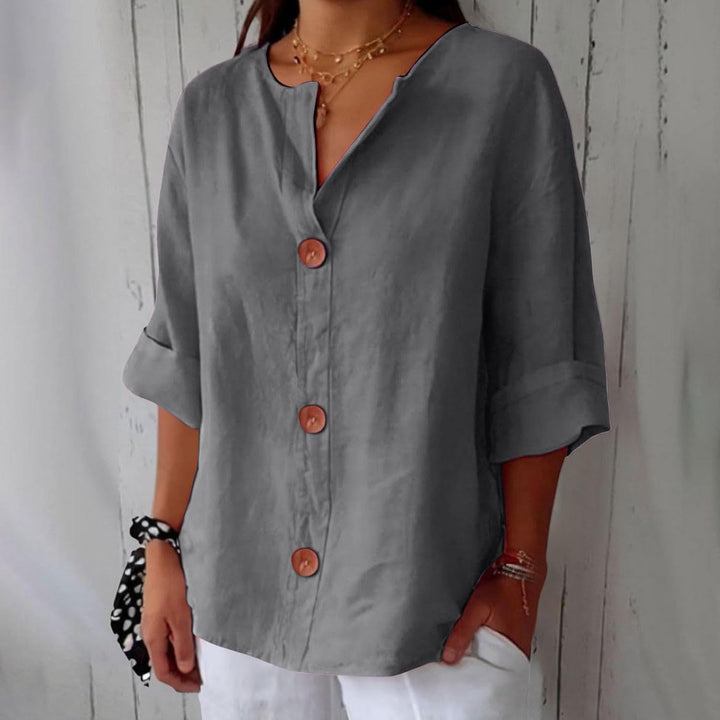 Livia | Relaxed Linen Button Blouse