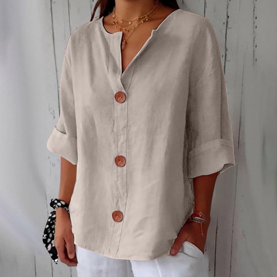 Livia | Relaxed Linen Button Blouse