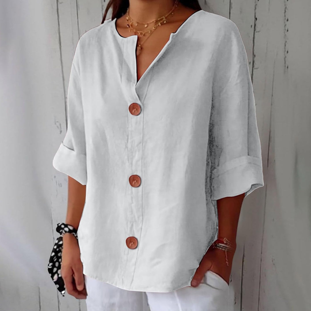 Livia | Relaxed Linen Button Blouse
