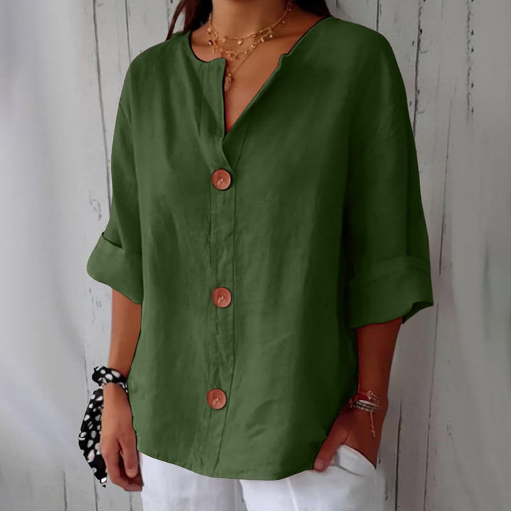 Livia | Relaxed Linen Button Blouse