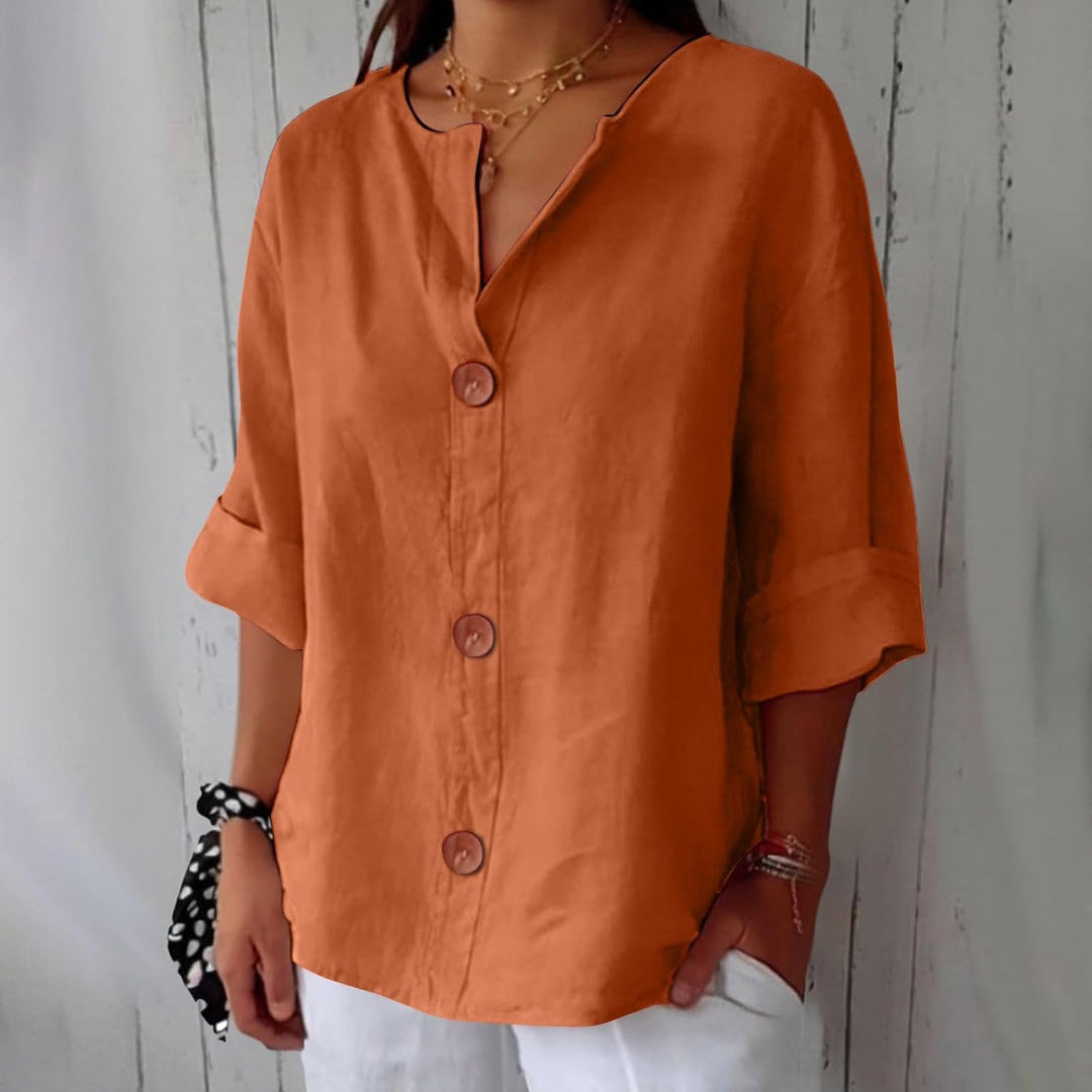 Livia | Relaxed Linen Button Blouse