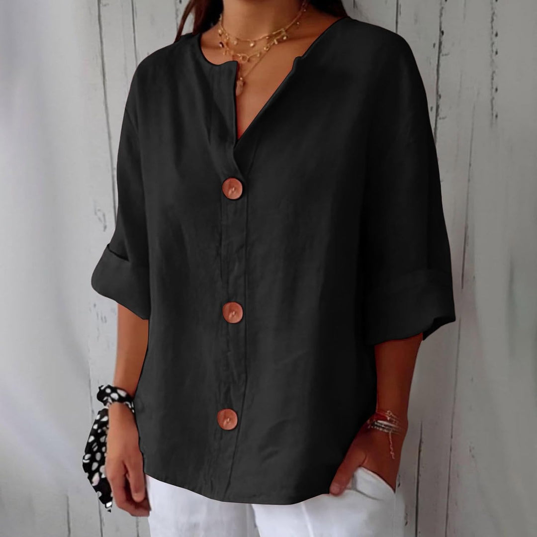 Livia | Relaxed Linen Button Blouse
