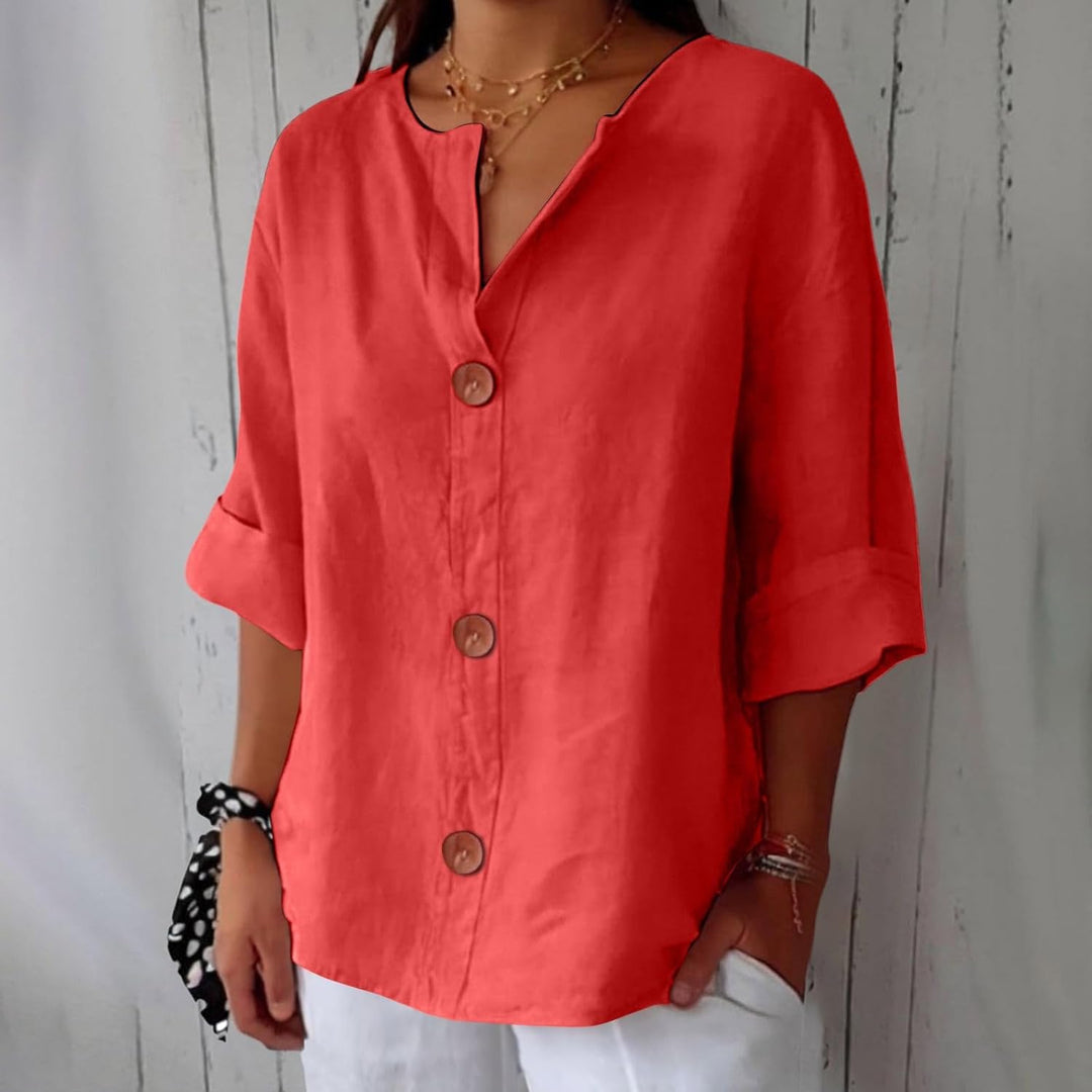 Livia | Relaxed Linen Button Blouse