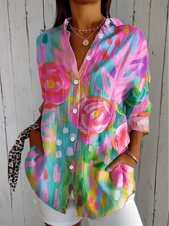 Peyton | Expressive Floral Button-Up Blouse