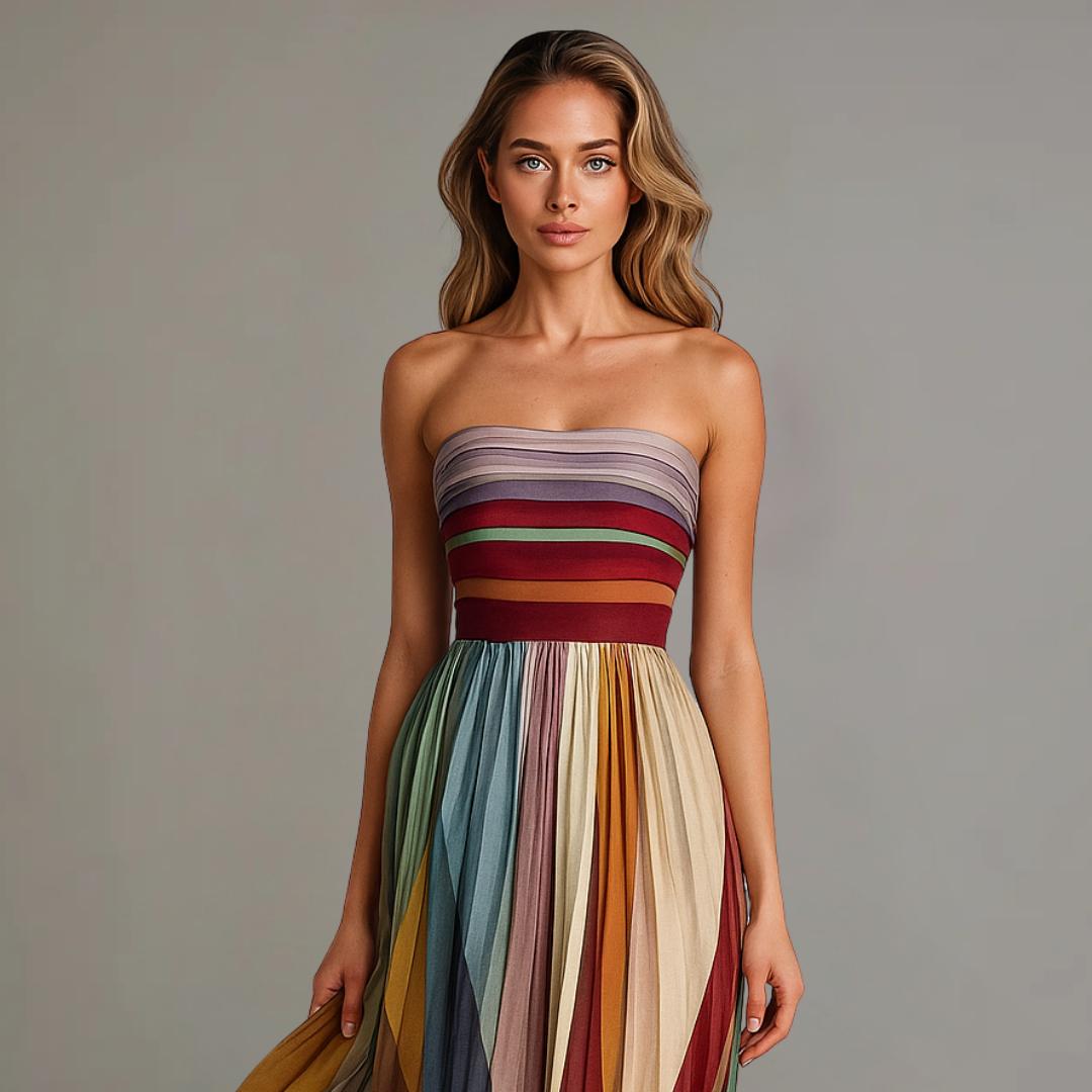 Lana | Pleated Maxi Strapless Design