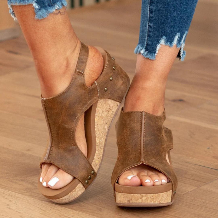 Lydia | Suede Wedge Sandals
