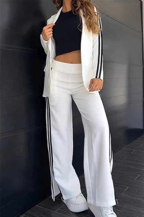 Mila | Women's Cropped Zip Hoodie & Side-Stripe Wide-Leg Track Set